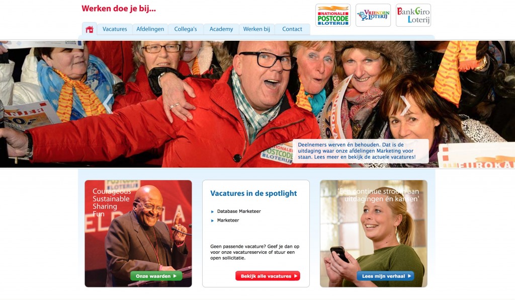 Homepage Postcodeloterij 2