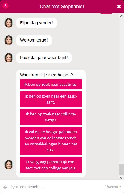 chatbot stephanie in actie