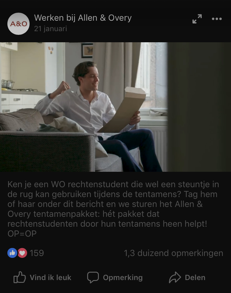 Overleef je tentamenperiode met het Allen & Overy Tentamenpakket (inzending Allen & Overy)