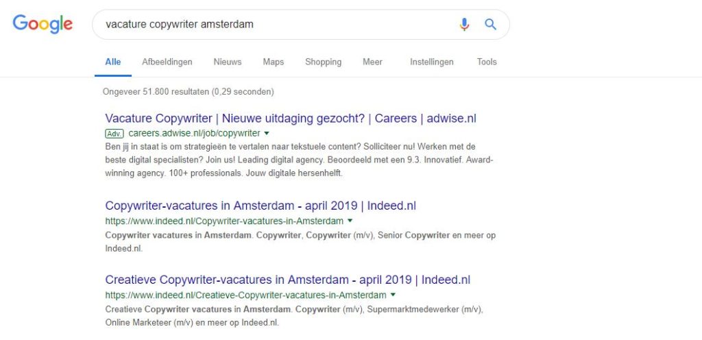 vacature indeed google for jobs