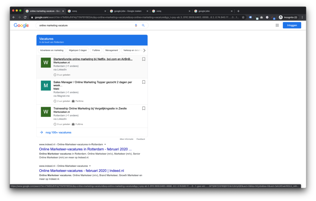 resultaten dus google for jobs in nederland