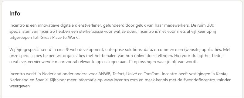 incentro bedrijfspagina op linkedin