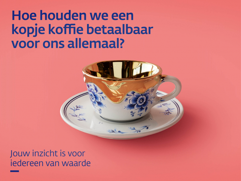 Waarom DNB in zijn nieuwe campagne een half gouden kopje koffie centraal zet