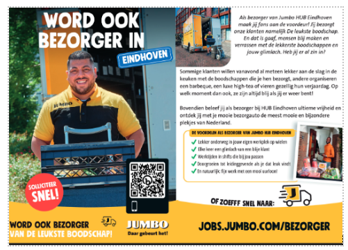 Jumbo Supermarkten versterkt werving door lokale samenwerking met Volume Recruiters. Resultaat: hogere bezettingsgraad, meer instroom en blije collega’s! Lees de hele case, ingezonden in de categorie Recruitment voor de Werf& Awards 2024.